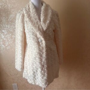 Elegant Cream Textured Women's Coat